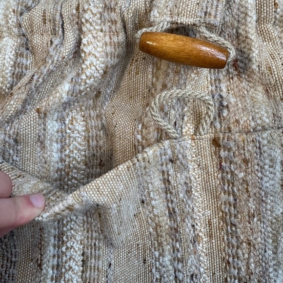 Vintage Handmade Tweed‎ Wool Wood Tote Shoulder Bag - Picture 11 of 16